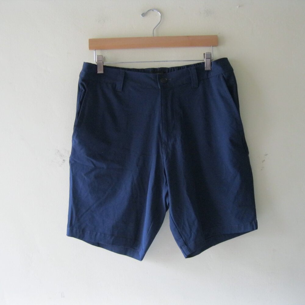 Banana Republic Men's Elastic Waistband Flat Front Shorts, blue, 34 (1102)